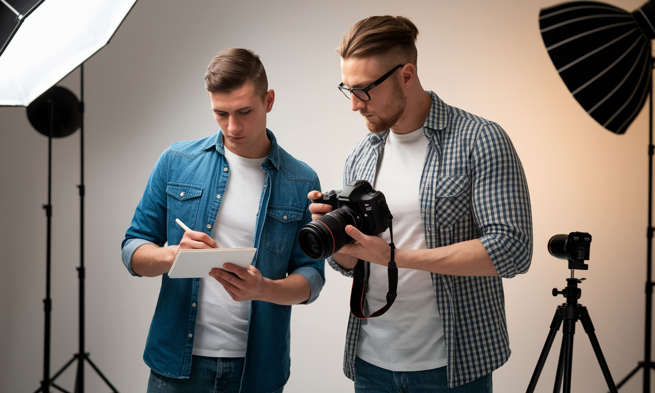 Photography apprenticeship program training session with mentor and student photographers