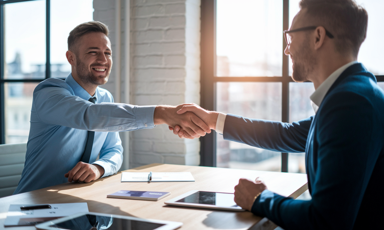 Photographer shaking hands with local business owner to establish photography referral partnerships